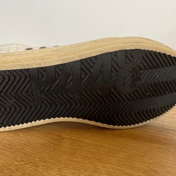 P448 Womens Skate High Top Sneakers Leather Suede Cream Size 38 / US 7.5-8 - Picture 9 of 9